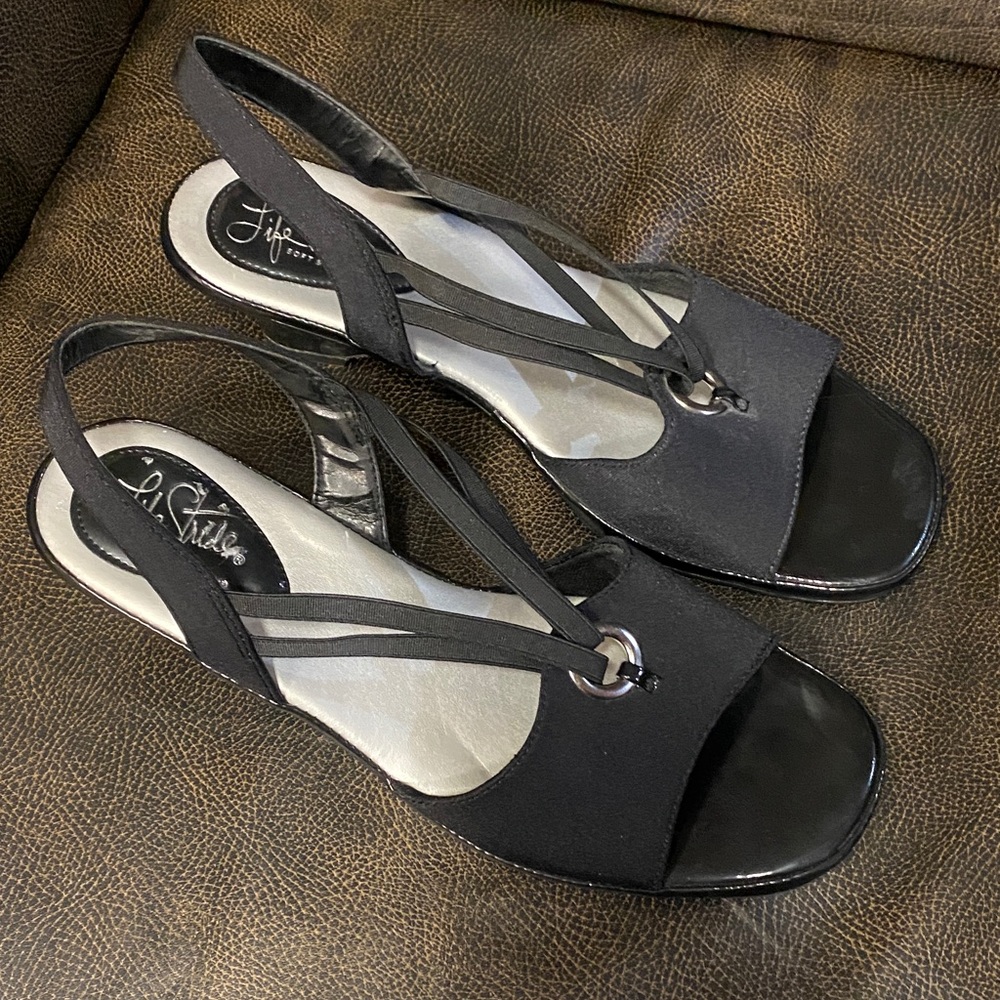 Life Stride Black Women's 9.5M Dress Sandals Spring Career Summer